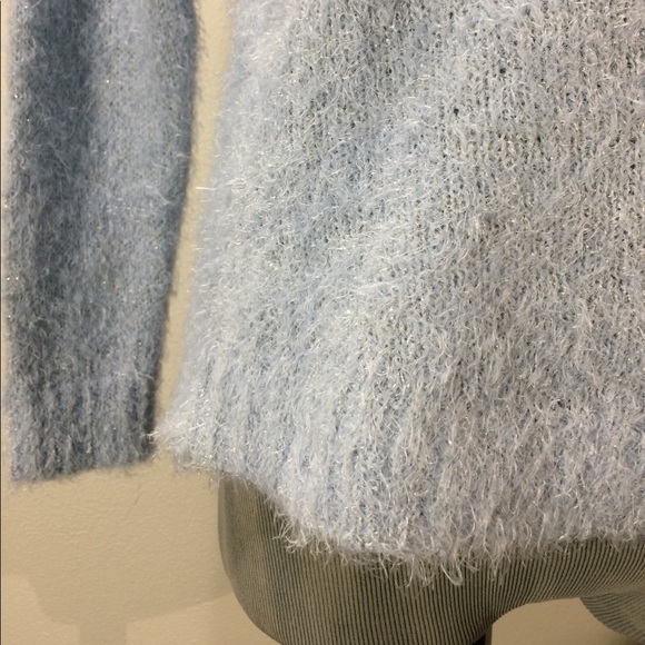 Brand new Ice blue fuzzy sweater w shine soft cozy - Picture 5 of 8